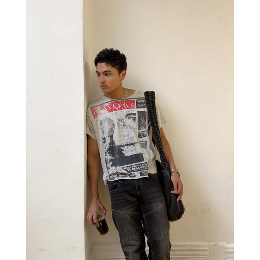 Bravest Studios Newspaper Grey Tee