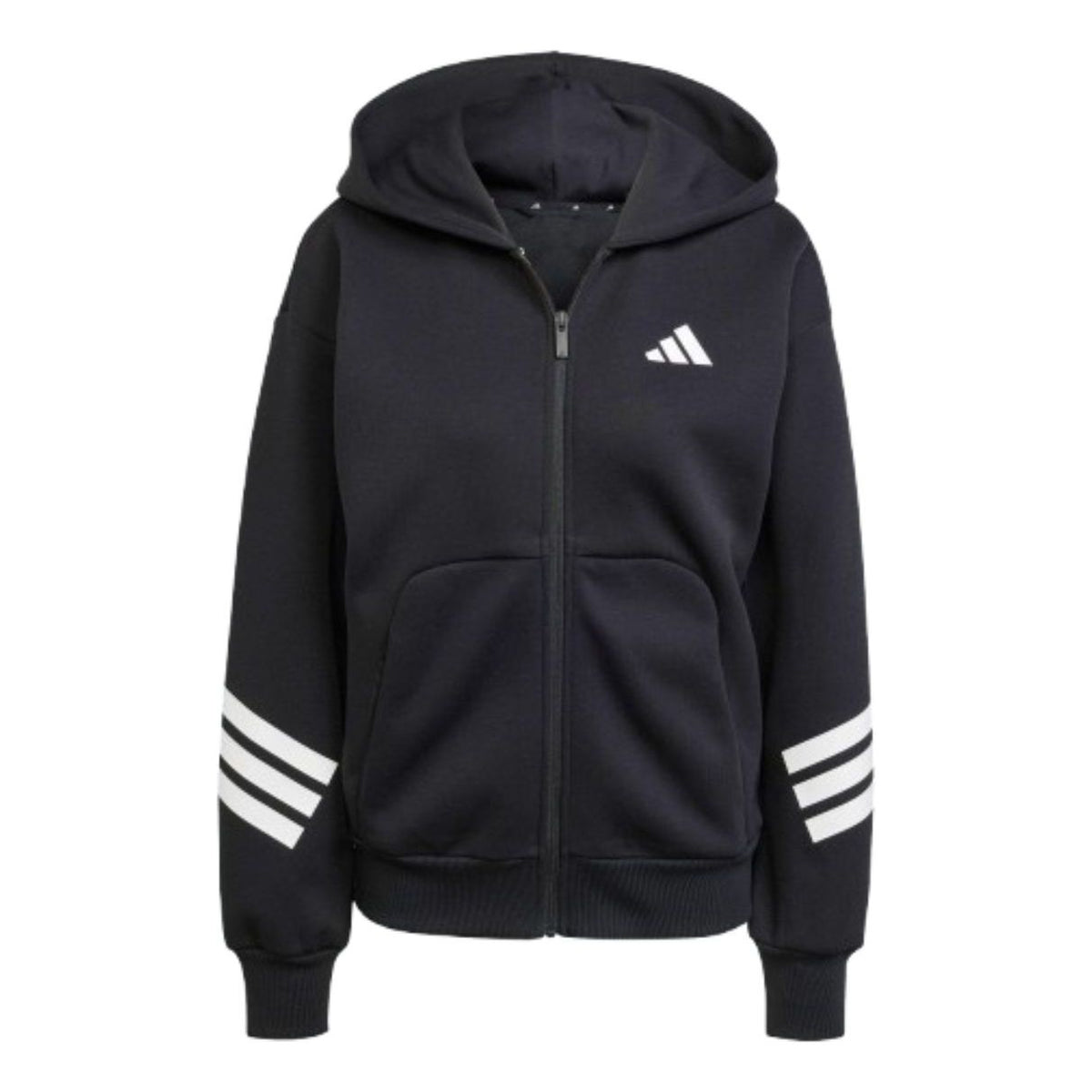 (WMNS) adidas Future Icons 3-Stripes Full-Zip Hoodie Asia Sizing 'Black White' JE0171