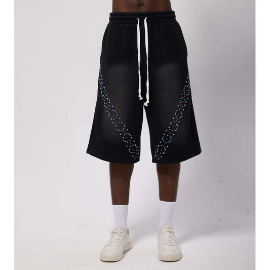Cactus Valley CVX3 Faded Black Rhinestone Sweat Shorts