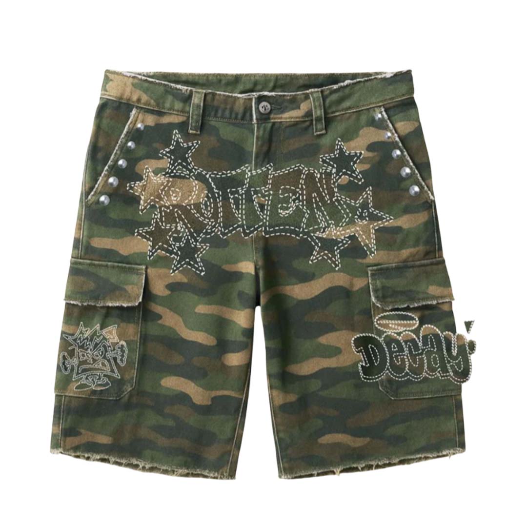 Dry Rot Unruly Camo Cargo Shorts Green