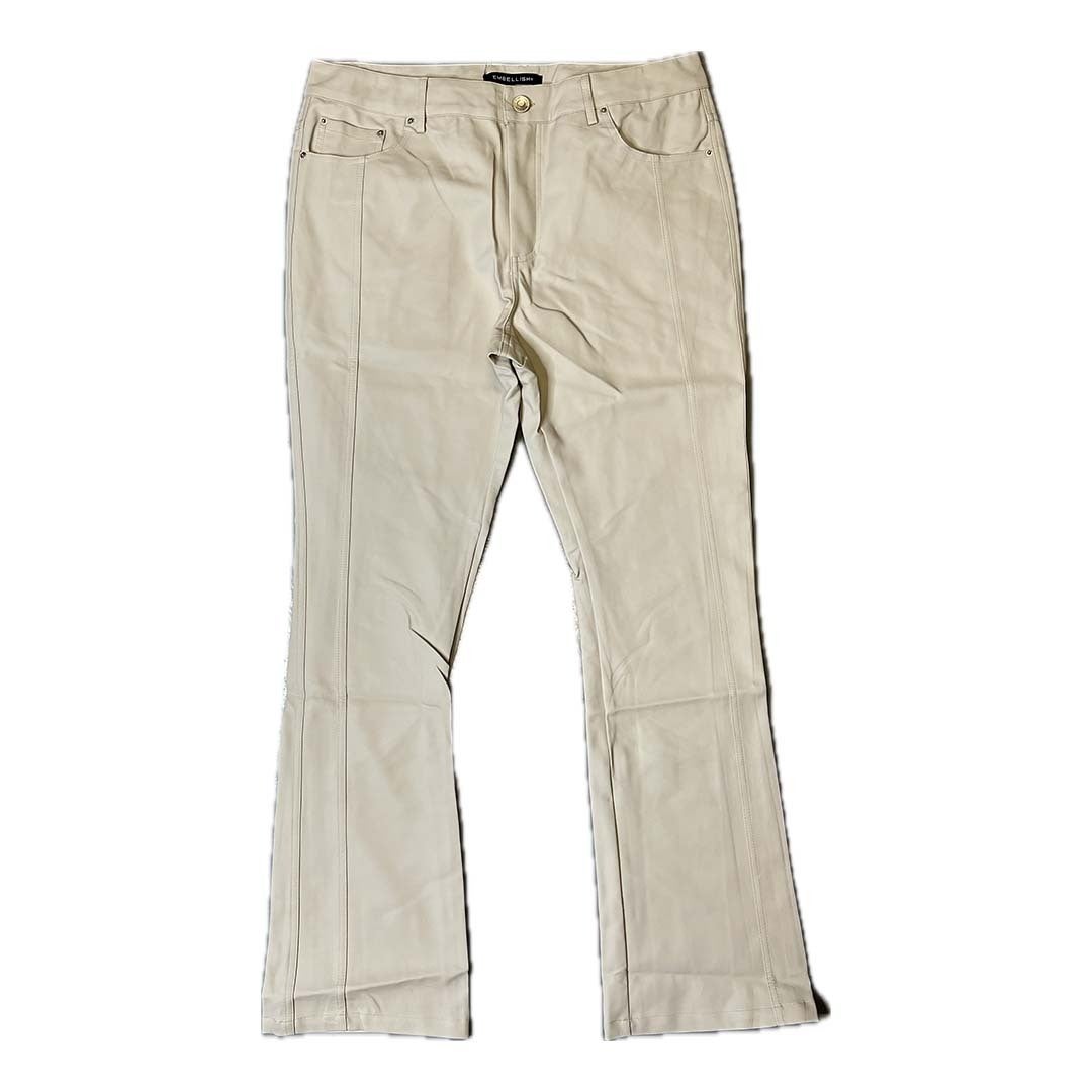 Embellish White Leather Flare Pant Jeans