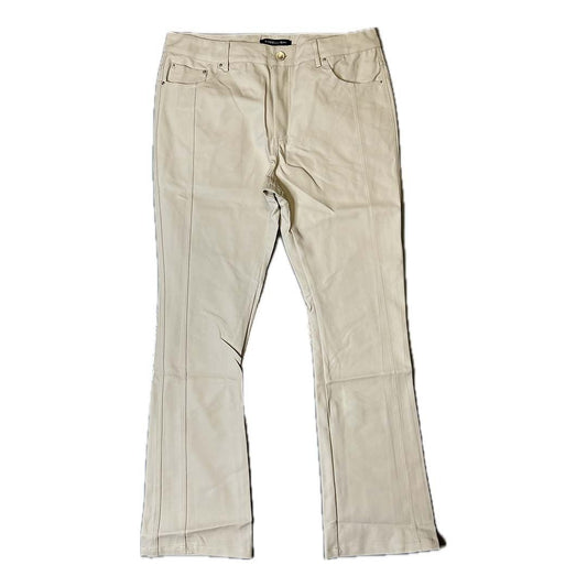 Embellish White Leather Flare Pant Jeans
