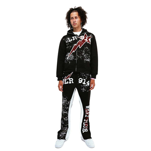 Floor 914 All Star Sweatsuit Hoodie & Sweatpants Black Red