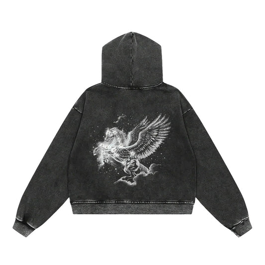Floor 914 Pegasus Zip Hoodie Grey Wash