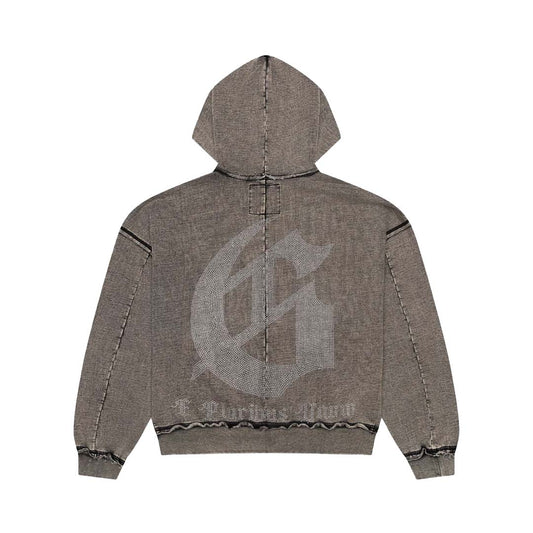Godspeed Studded OG Logo Zip Up Hoodie Grey Wash