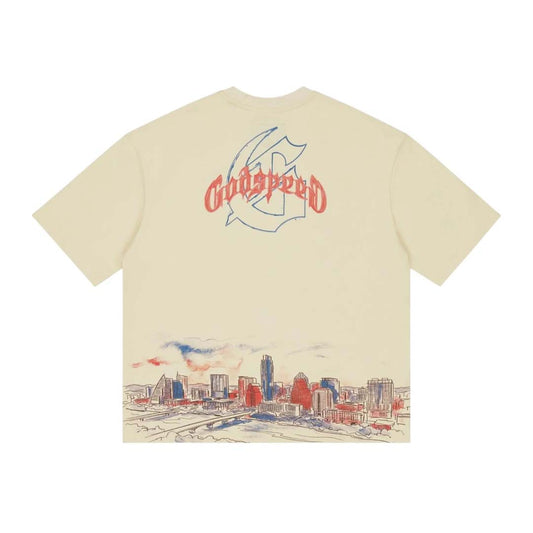 Godspeed Texas Skyline Tee Cream