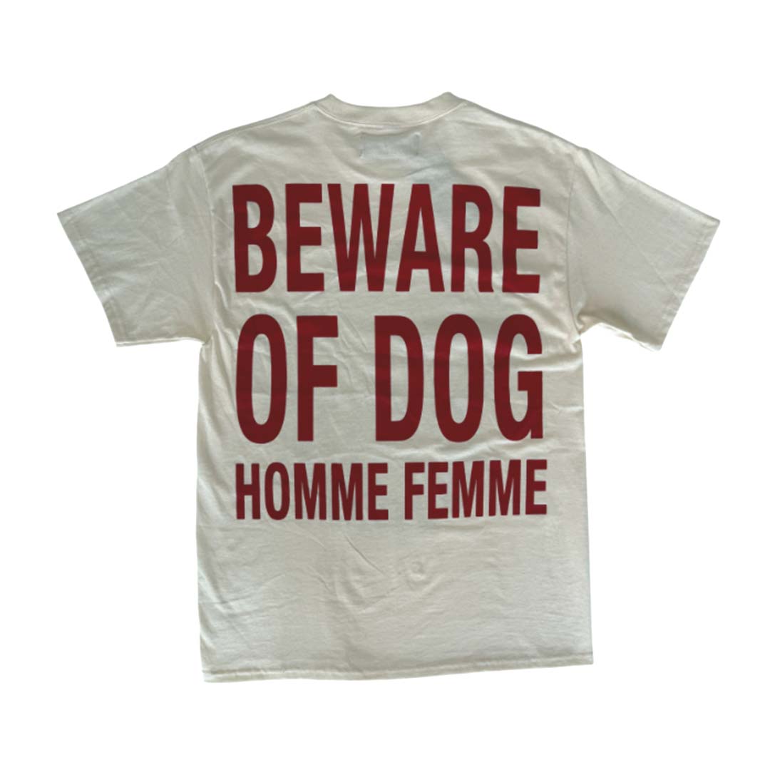 Homme Femme Digital Rottweiler Beware of Dog Bone Tee