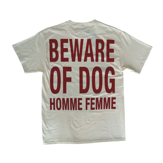 Homme Femme Digital Rottweiler Beware of Dog Bone Tee