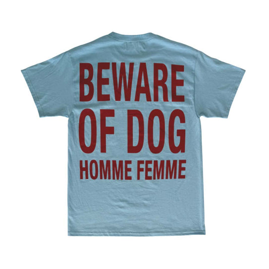 Homme Femme Digital Rottweiler Beware of Dog Light Blue Tee