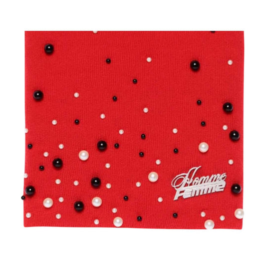 Homme Femme Gemstone Beanie Red