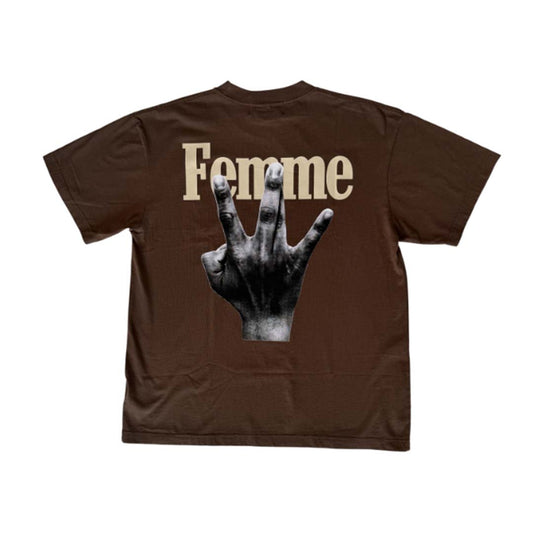 Homme Femme Twisted Fingers Brown Bone Tee
