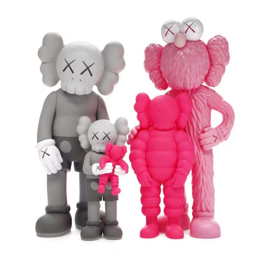 KAWS Family Vinyl Figures Set Grey/Pink