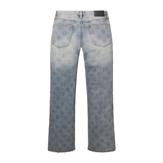 Lost Shdws Blue Embossed Denim Jeans