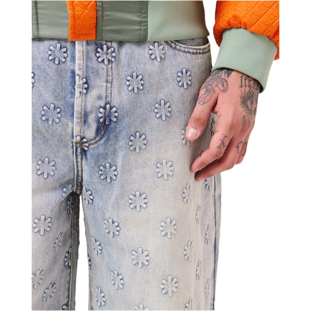 Lost Shdws Blue Embossed Denim Jeans