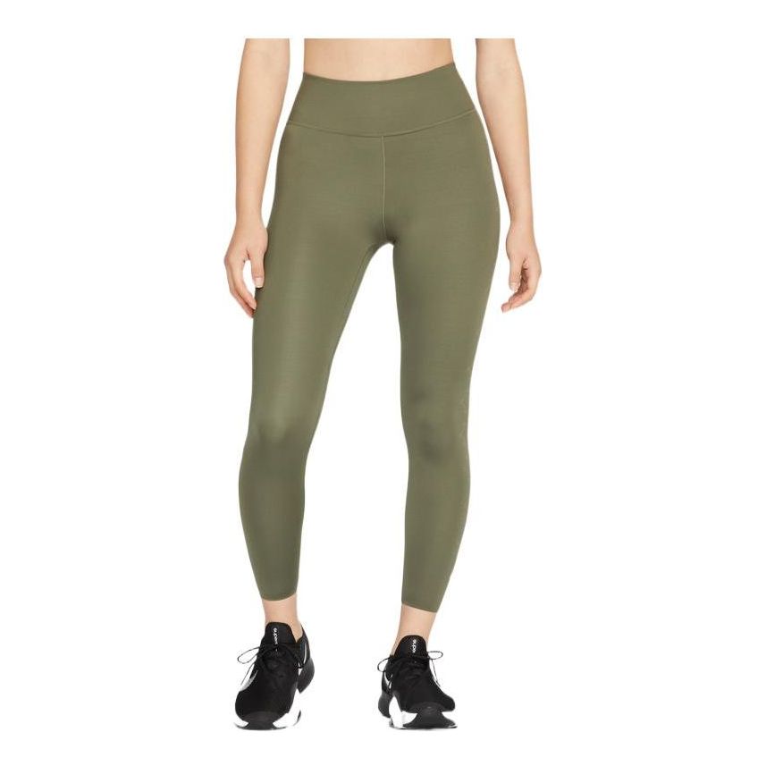 (WMNS) Nike Dri-FIT Side Pattern Printing Sports Training Quick Dry Tight Gym Pants/Trousers/Joggers Olive Green DM7259-222