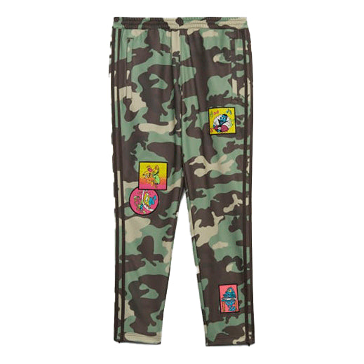 Men's adidas originals x JEREMY SCOTT Crossover Camouflage Sports Pants/Trousers/Joggers Green H53372