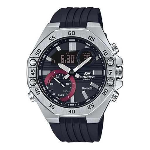 CASIO EDIFICE Waterproof Sports Sapphire Crystal Quartz Solar Powered Mens SilverBlack Analog/Digital Combo ECB-10YP-1A