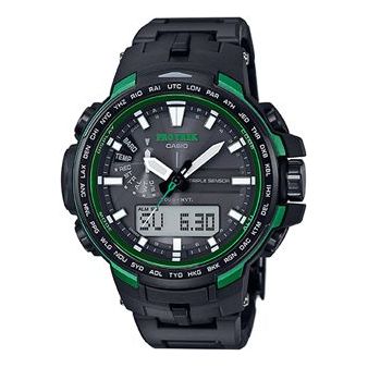 CASIO solar electric wave outdoor sports male waterproof /Blue Solar Powered Mens Black Analog/Digital Combo PRW-6100FC-1PR