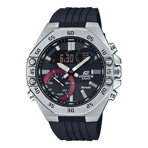 CASIO Bluetooth Waterproof EDIFICE Sports Sapphire Crystal Quartz Solar Powered Mens Silver Analog/Digital Combo ECB-10YP-1APR