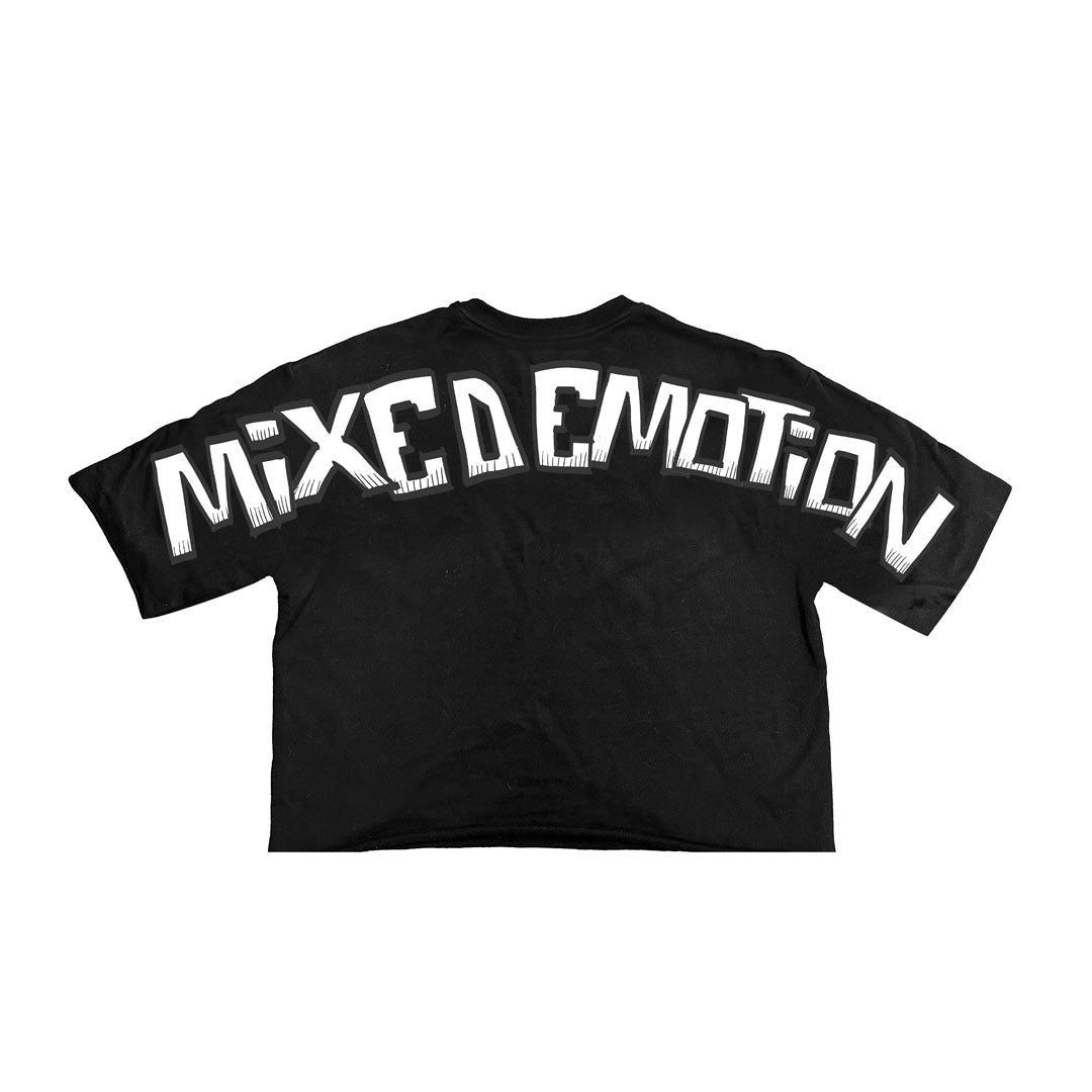 Mixed Emotions Monster Cropped Black Tee