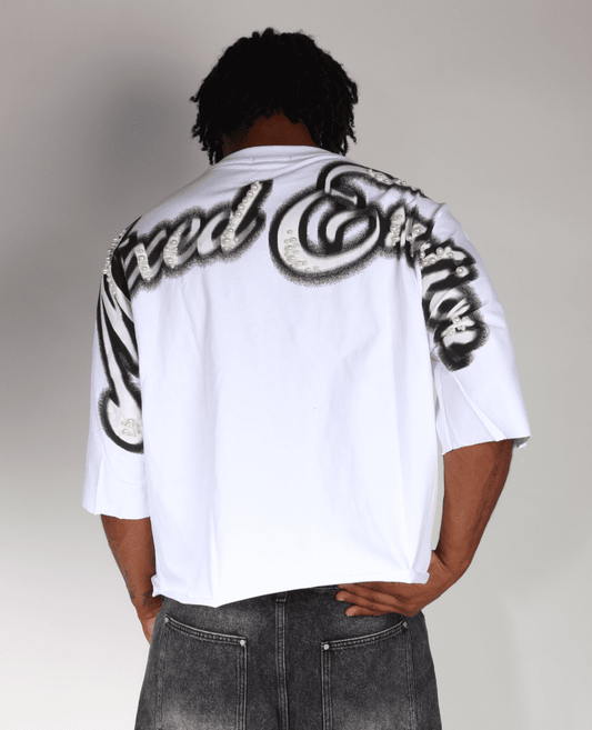 Mixed Emotions Pearl Cropped White Tee