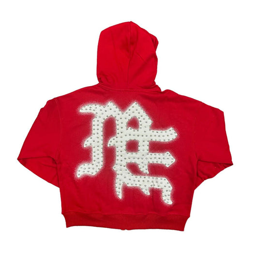 Mixed Emotions Red End Rhinestone Hoodie