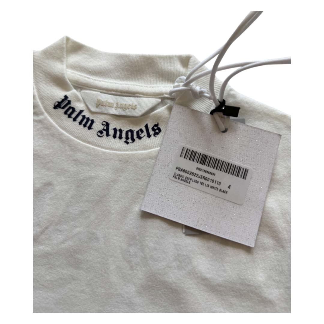 Palm Angels KIDS Classic Over Logo Tee L/S White Navy