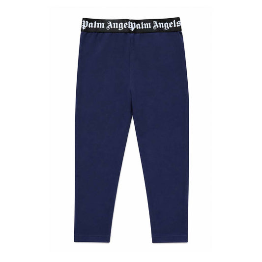 Palm Angels KIDS Waistband Logo Leggings Navy Blue Black