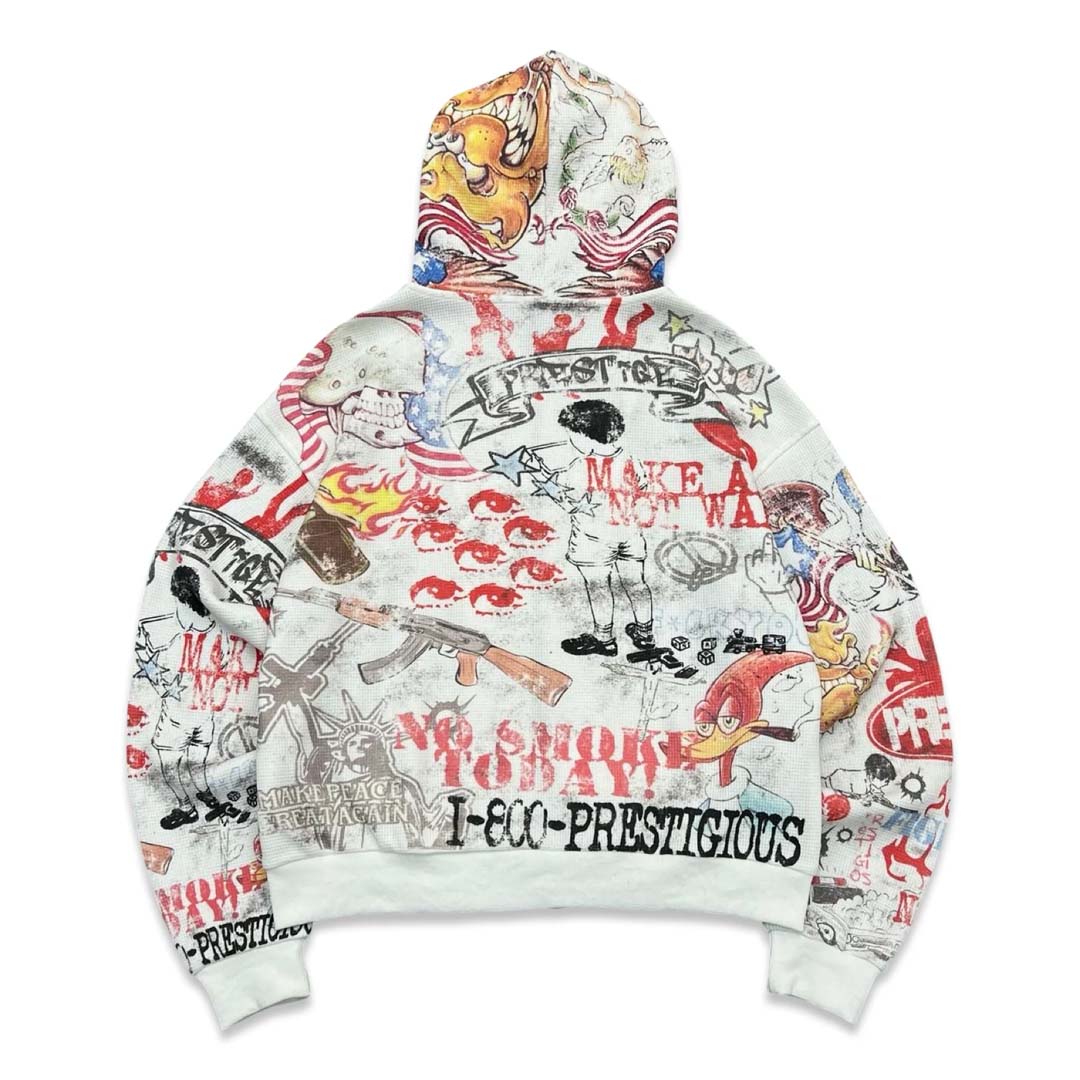Prestige Renegade Zip Up Hoodie White Red