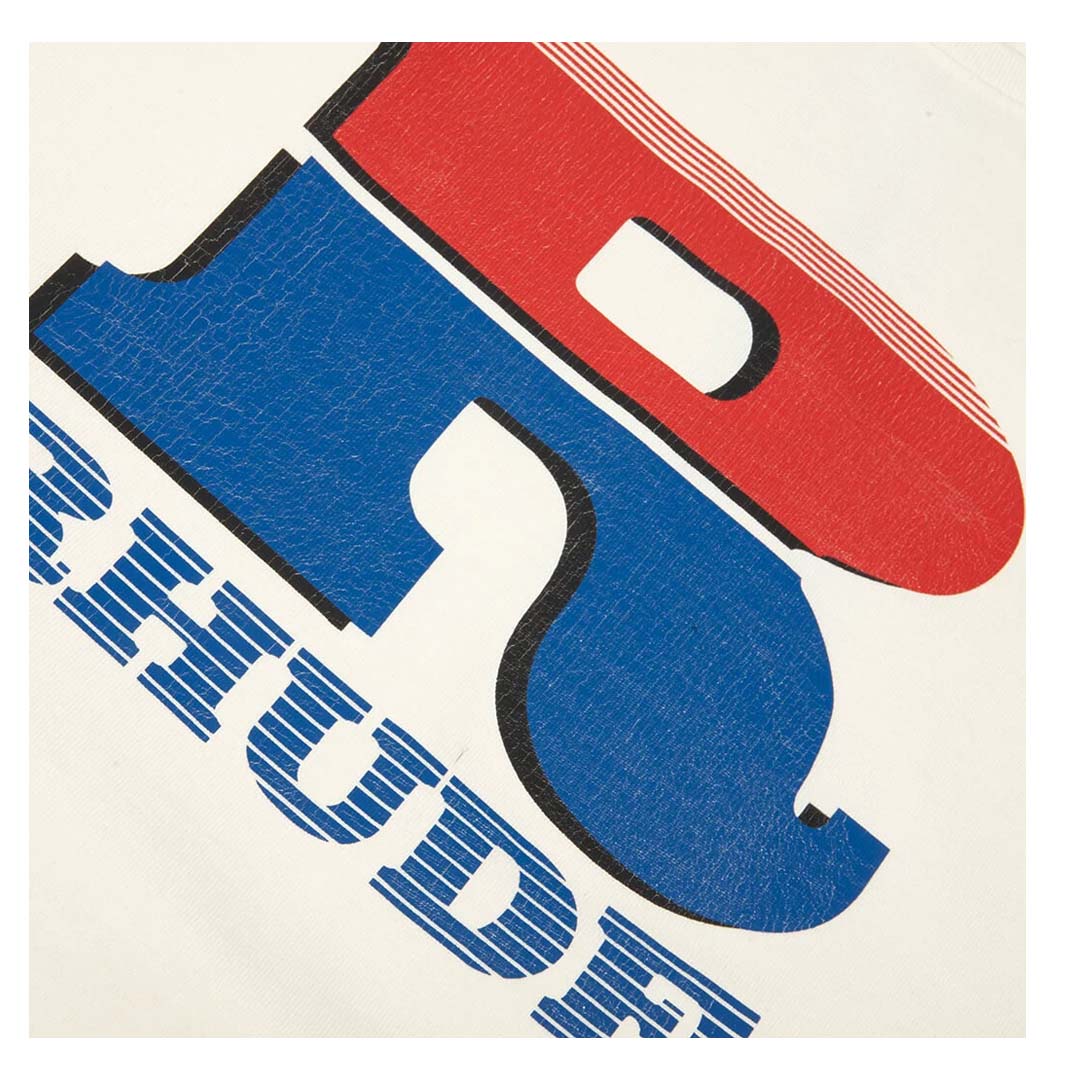 Rhude Split Petrol Logo Long Sleeve Tee Vintage White Red
