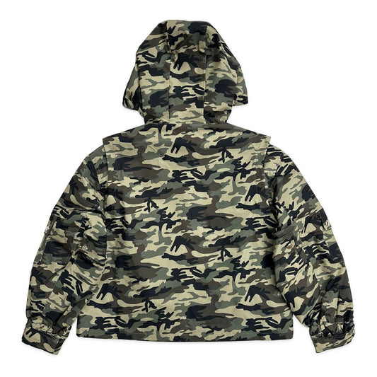 Saint Vanity Green Camo Nylon Hooded Jacket