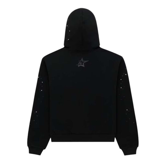 Sp5der Rhinestone P*nk V2 Triple Black Hoodie