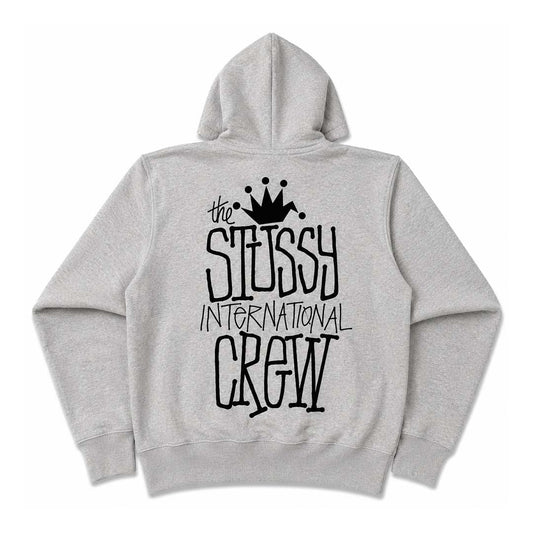 Stussy Ash Heather Grey Crown International Zip Up Hoodie