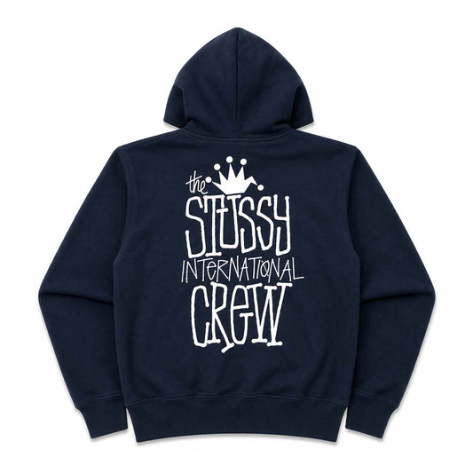 Stussy Navy Crown International Zip Up Hoodie