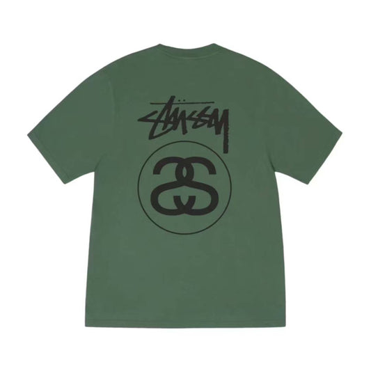 Stussy Stock Link Pigment Dyed Pine Green Tee