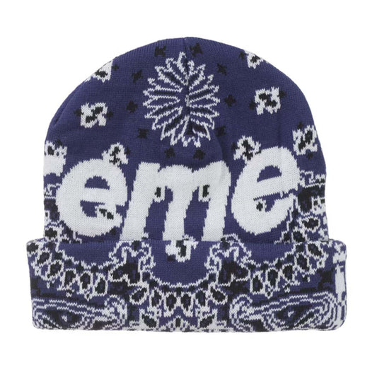 Supreme Bandana Big Logo Beanie Navy