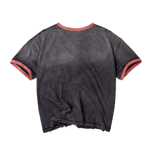 Vale Forever Big Brother Ringer Tee Faded Grey Red