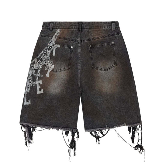 Vale Forever Chain Denim Shorts Black