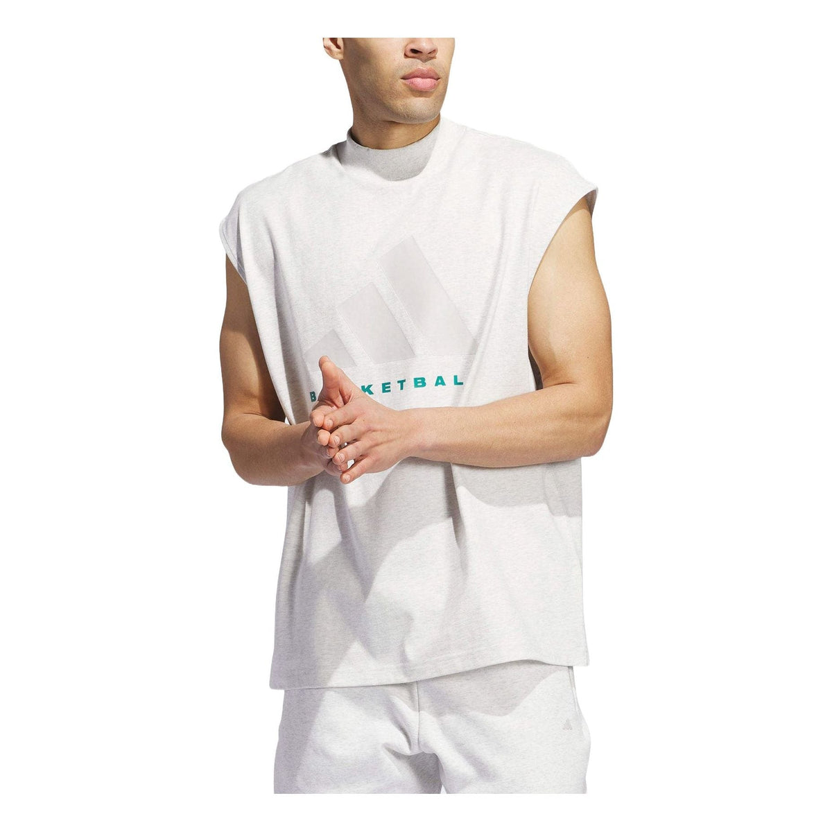 adidas Basketball Sleeveless T-shirt Asia Sizing 'Light Grey' JI9120