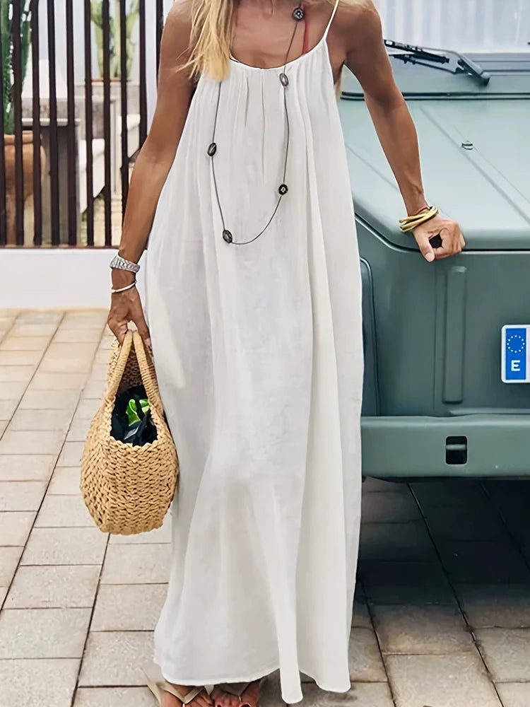 Women's Solid Color Backless Cami Dress