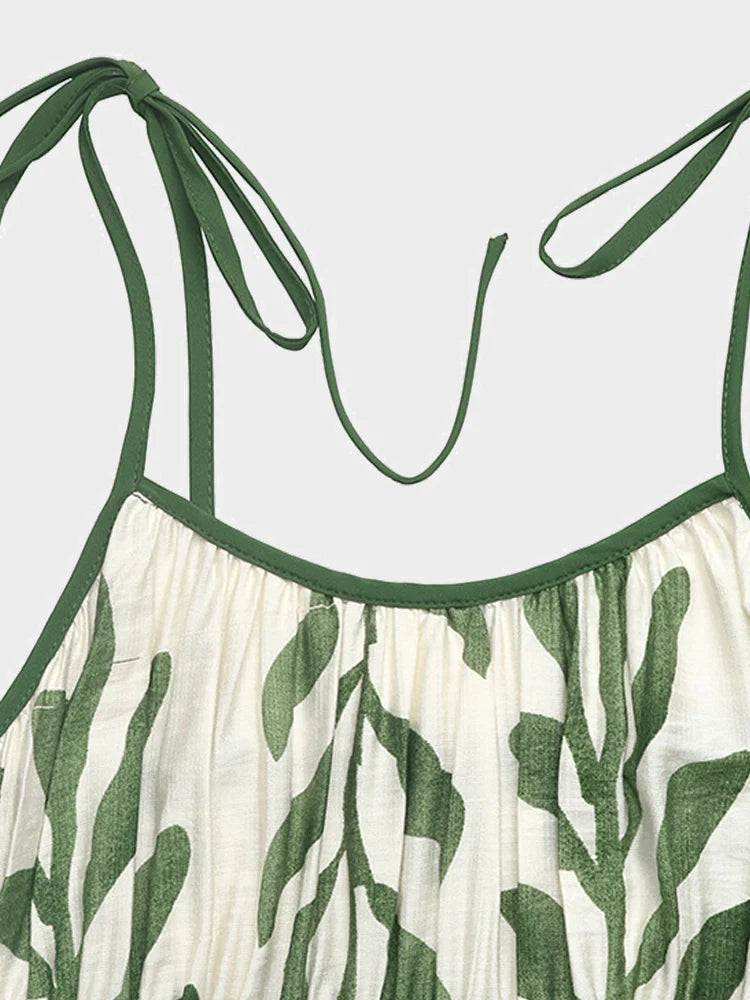 Leaf Print Midi Dress