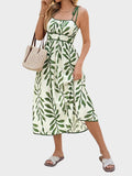 Leaf Print Midi Dress