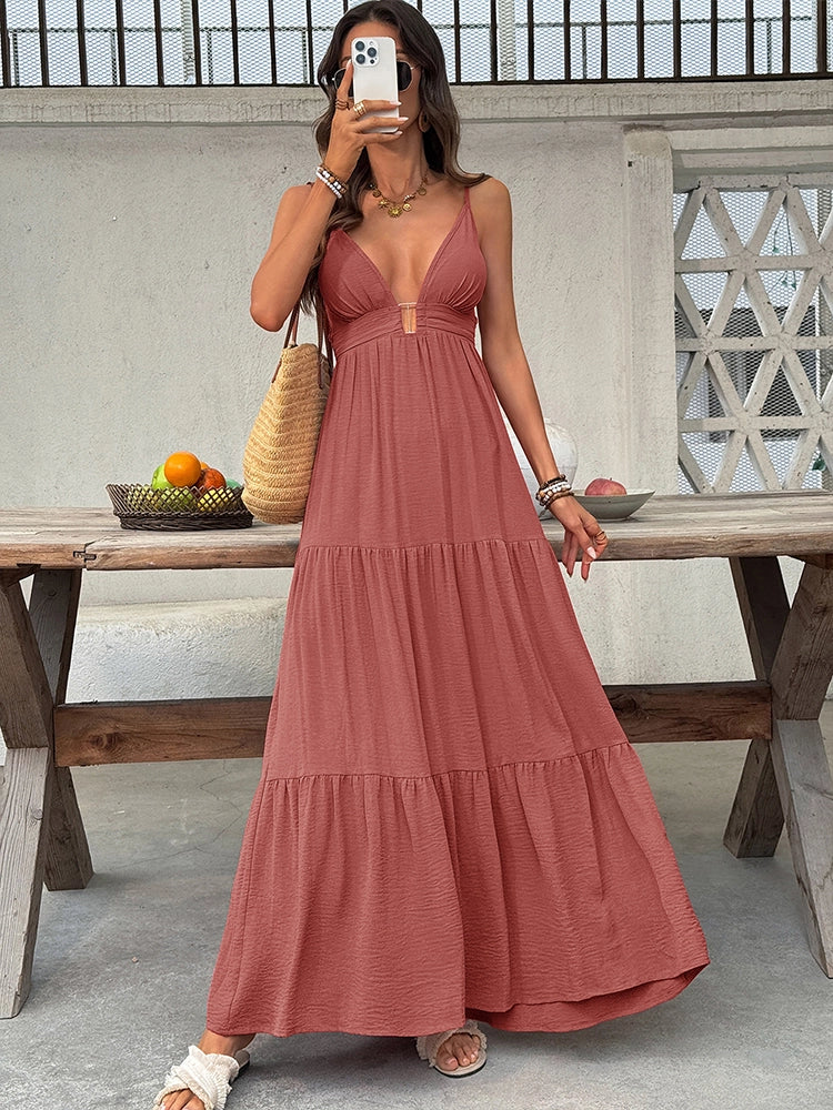 Women’s Boho V-Neck Maxi Dress