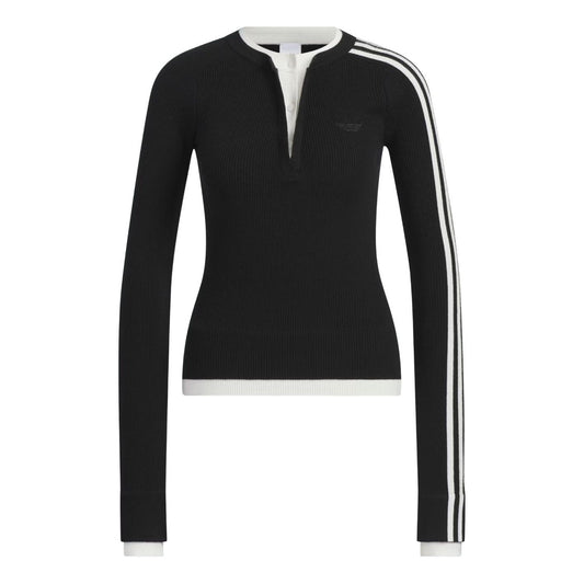 (WMNS) adidas Premium 3S Button Sweatshirt 'Black' KS5333