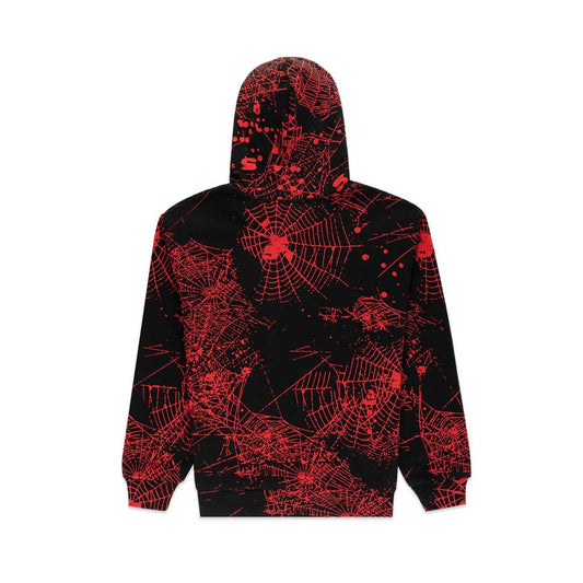 Sp5der AOP Web V2 Zip Up Hoodie Black