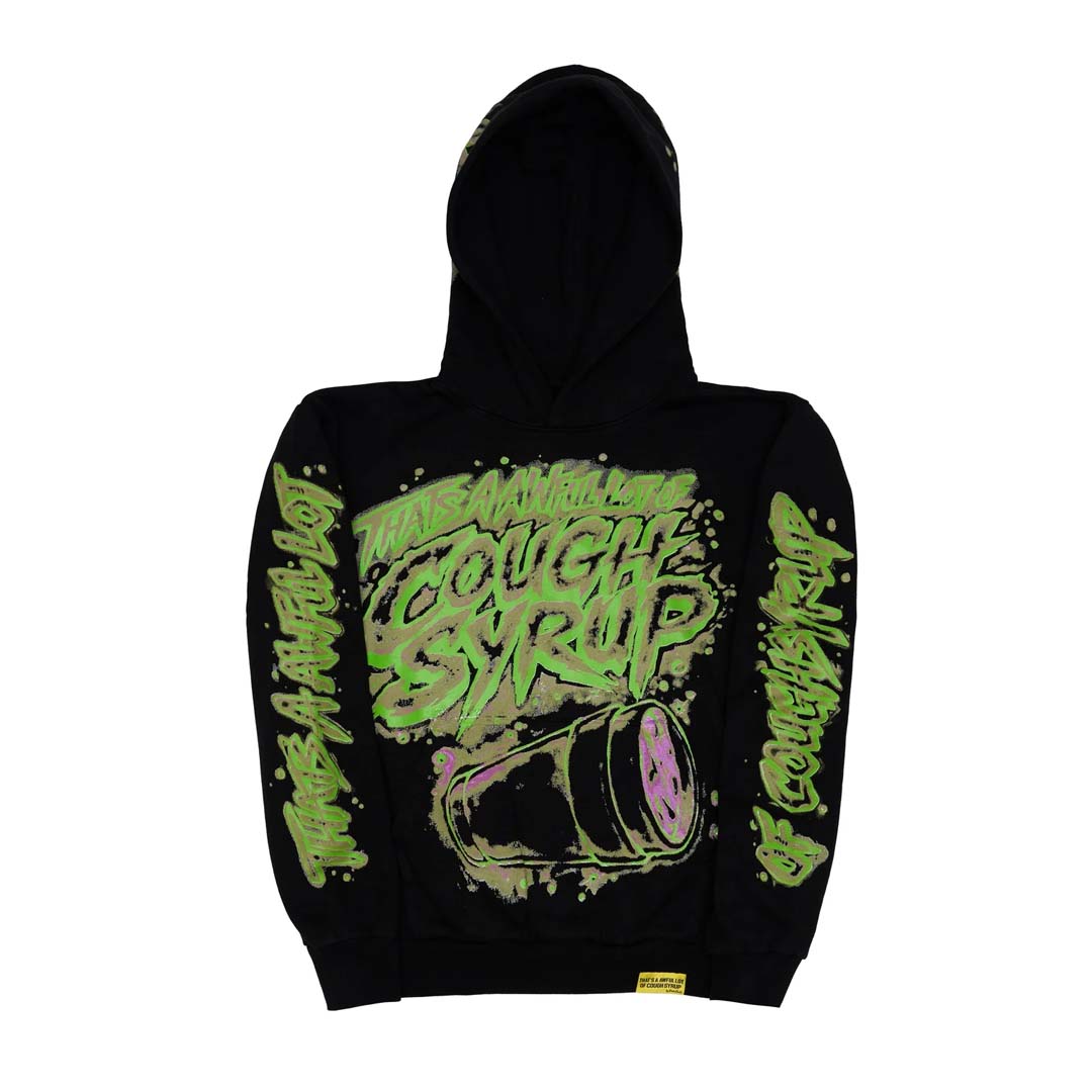 Awful Lot of Cough Syrup Airbrush Hoodie Black Green
