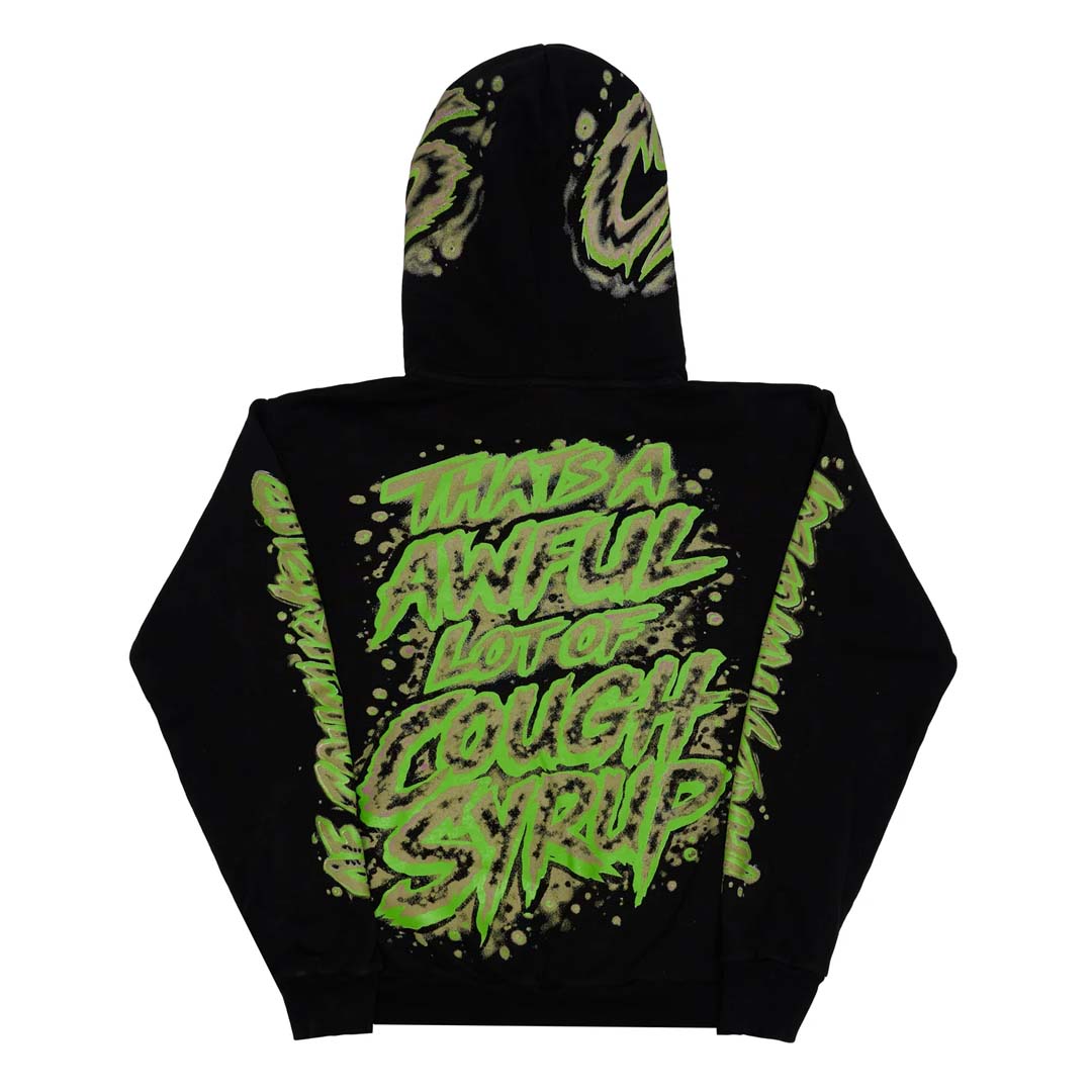 Awful Lot of Cough Syrup Airbrush Hoodie Black Green
