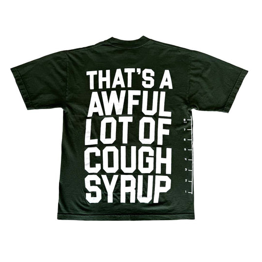 Awful Lot of Cough Syrup Green White Spell Out Tee