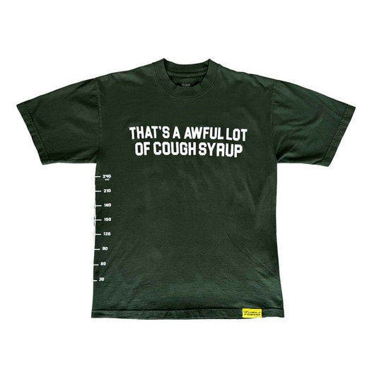 Awful Lot of Cough Syrup Green White Spell Out Tee
