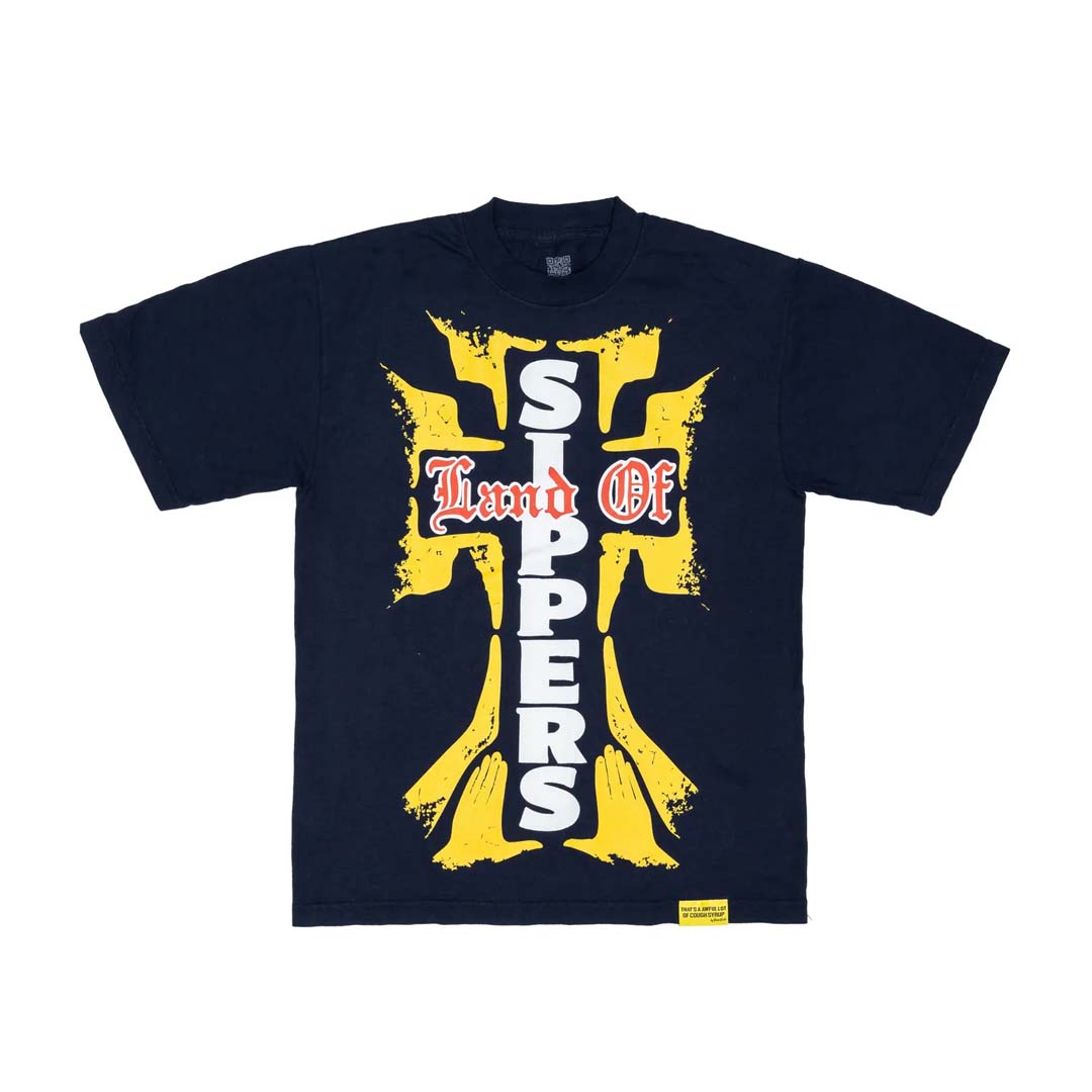 Awful Lot of Cough Syrup Land of Sippers Tee Navy